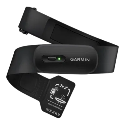 Garmin HRM 200 vu de face, avec ses points clés