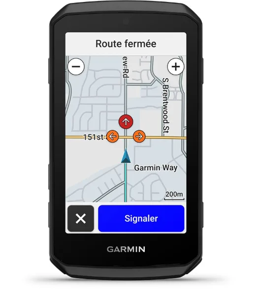 Signaler un danger : Route fermée, nid-de-poule, animal : le signalement est partagé avec les autres cyclistes.